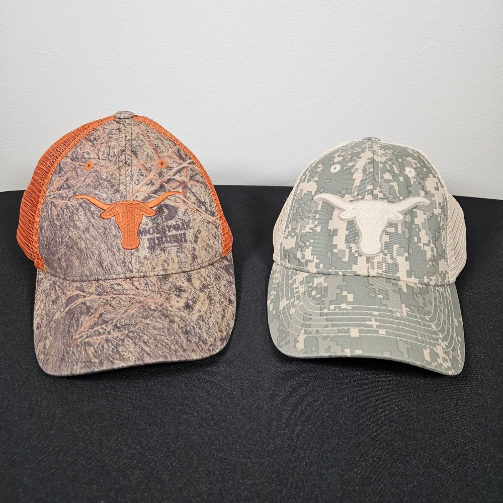 Two Texas Longhorn Camo Caps Captivating Headgear Snapback Adjustable NCAA